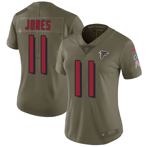 Nike Falcons #11 Julio Jones Olive Women's Stitched NFL Limited 2017 Salute to Service Jersey