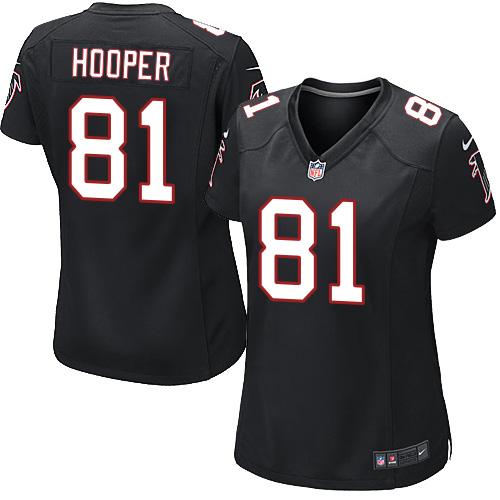 Nike Falcons #81 Austin Hooper Black Alternate Women's Stitched NFL Elite Jersey