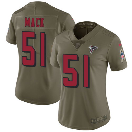 Nike Falcons #51 Alex Mack Olive Women's Stitched NFL Limited 2017 Salute to Service Jersey
