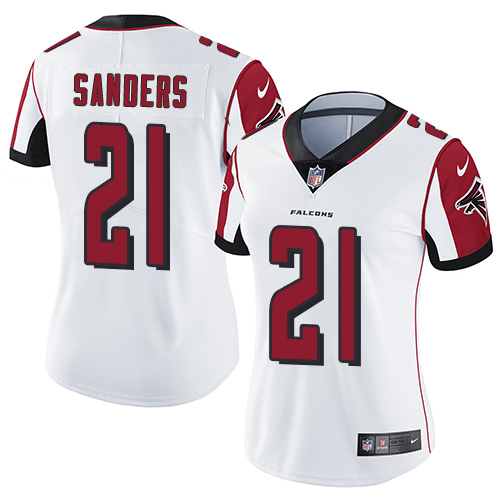Nike Falcons #21 Deion Sanders White Women's Stitched NFL Vapor Untouchable Limited Jersey