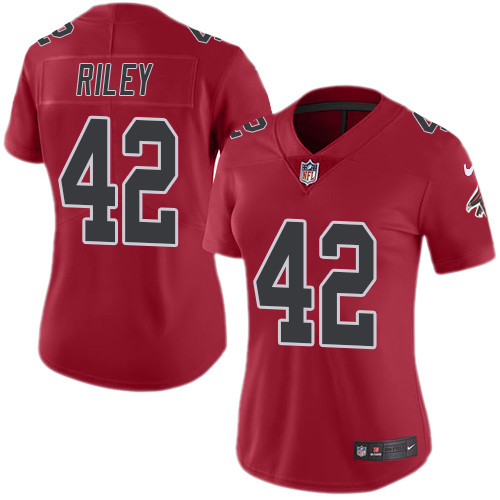 Nike Falcons #42 Duke Riley Red Women's Stitched NFL Limited Rush Jersey