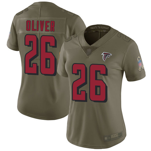 Nike Falcons #26 Isaiah Oliver Olive Women's Stitched NFL Limited 2017 Salute to Service Jersey