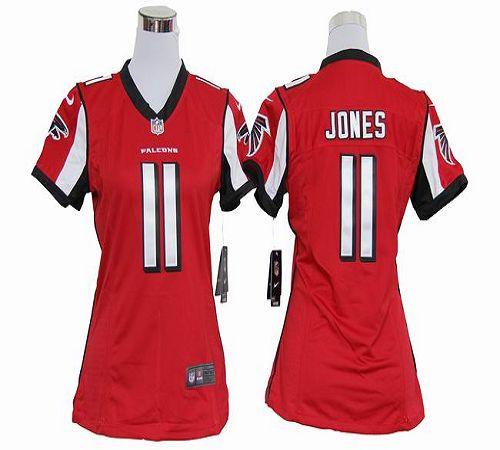 Nike Falcons #11 Julio Jones Red Team Color Women's Stitched NFL Elite Jersey