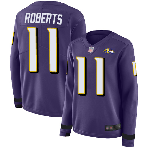 Nike Ravens #11 Seth Roberts Purple Team Color Women's Stitched NFL Limited Therma Long Sleeve Jersey