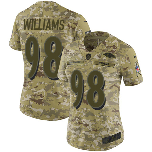 Nike Ravens #98 Brandon Williams Camo Women's Stitched NFL Limited 2018 Salute to Service Jersey