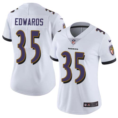 Nike Ravens #35 Gus Edwards White Women's Stitched NFL Vapor Untouchable Limited Jersey