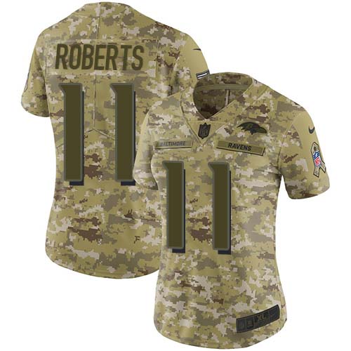 Nike Ravens #11 Seth Roberts Camo Women's Stitched NFL Limited 2018 Salute To Service Jersey