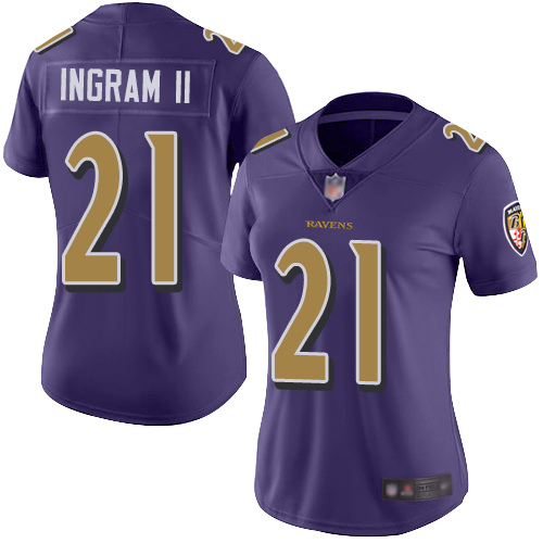 Nike Ravens #21 Mark Ingram II Purple Women's Stitched NFL Limited Rush Jersey