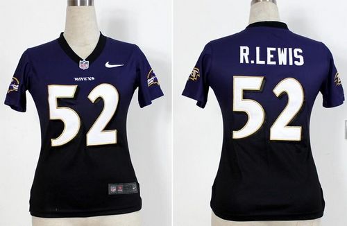 Nike Ravens #52 Ray Lewis Purple/Black Women's Stitched NFL Elite Fadeaway Fashion Jersey