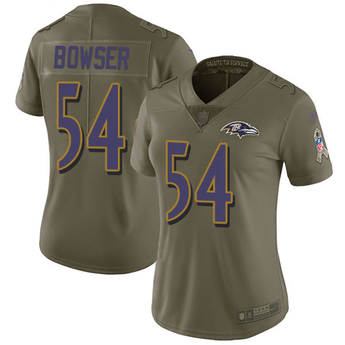 Nike Ravens #54 Tyus Bowser Olive Women's Stitched NFL Limited 2017 Salute to Service Jersey