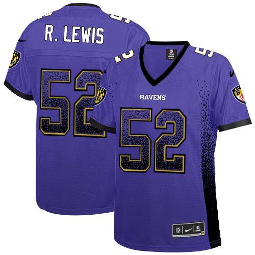 Nike Ravens #52 Ray Lewis Purple Team Color Women's Stitched NFL Elite Drift Fashion Jersey