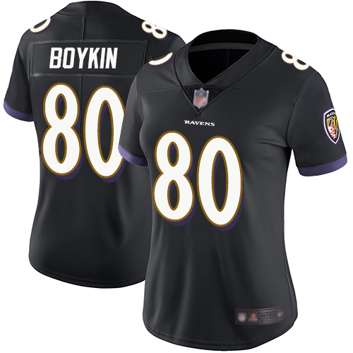 Nike Ravens #80 Miles Boykin Black Alternate Women's Stitched NFL Vapor Untouchable Limited Jersey
