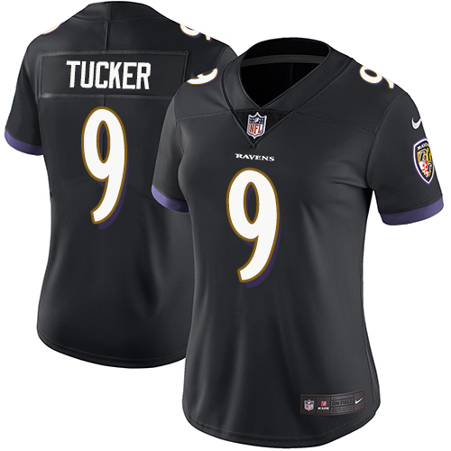 Nike Ravens #9 Justin Tucker Black Alternate Women's Stitched NFL Vapor Untouchable Limited Jersey