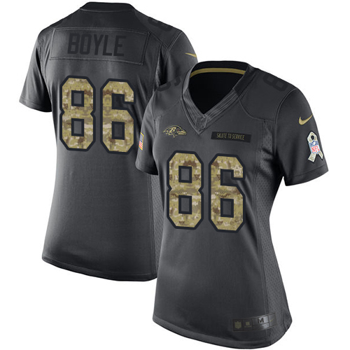 Nike Ravens #86 Nick Boyle Black Women's Stitched NFL Limited 2016 Salute to Service Jersey