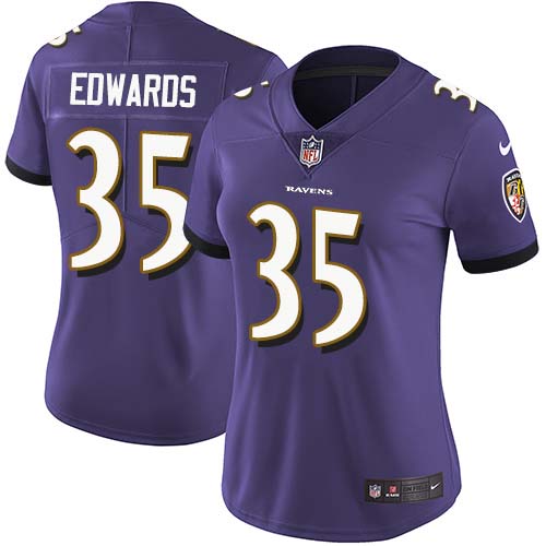Nike Ravens #35 Gus Edwards Purple Team Color Women's Stitched NFL Vapor Untouchable Limited Jersey