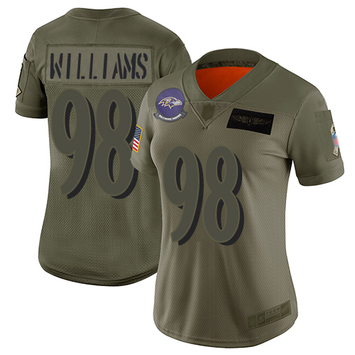 Nike Ravens #98 Brandon Williams Camo Women's Stitched NFL Limited 2019 Salute to Service Jersey