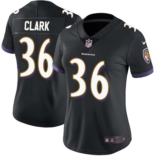 Nike Ravens #36 Chuck Clark Black Alternate Women's Stitched NFL Vapor Untouchable Limited Jersey