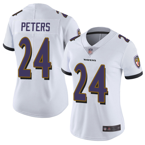 Nike Ravens #24 Marcus Peters White Women's Stitched NFL Vapor Untouchable Limited Jersey