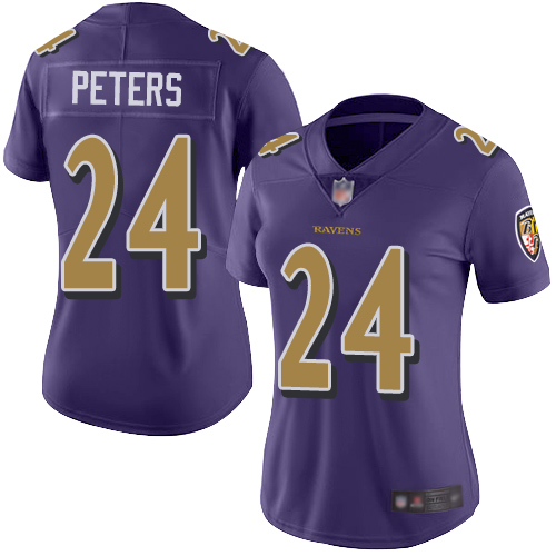 Nike Ravens #24 Marcus Peters Purple Women's Stitched NFL Limited Rush Jersey