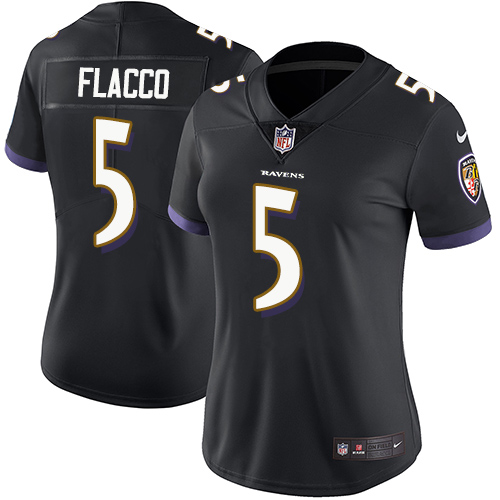 Nike Ravens #5 Joe Flacco Black Alternate Women's Stitched NFL Vapor Untouchable Limited Jersey