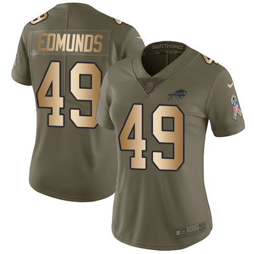 Nike Bills #49 Tremaine Edmunds Olive/Gold Women's Stitched NFL Limited 2017 Salute to Service Jersey