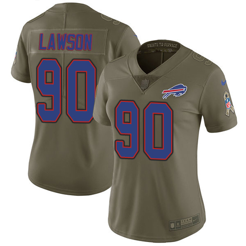Nike Bills #90 Shaq Lawson Olive Women's Stitched NFL Limited 2017 Salute to Service Jersey