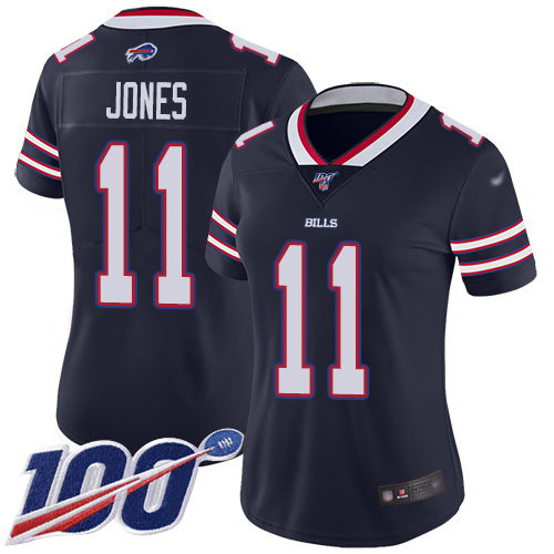 Nike Bills #11 Zay Jones Navy Women's Stitched NFL Limited Inverted Legend 100th Season Jersey