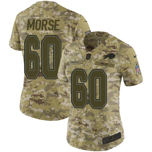 Nike Bills #60 Mitch Morse Camo Women's Stitched NFL Limited 2018 Salute to Service Jersey