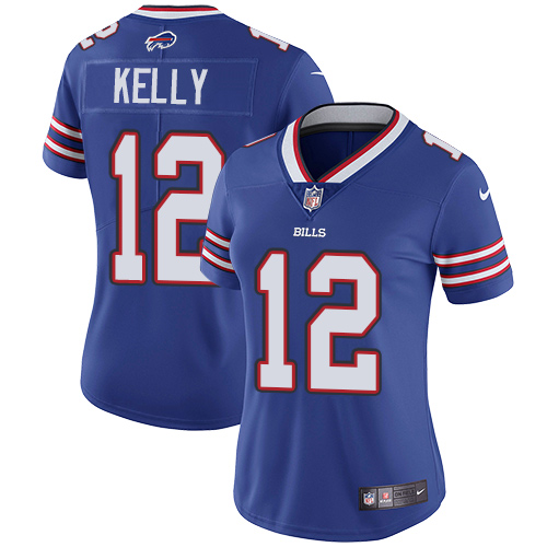 Nike Bills #12 Jim Kelly Royal Blue Team Color Women's Stitched NFL Vapor Untouchable Limited Jersey Nike Bills #12 Jim Kelly Royal Blue Team Color Women's Stitched NFL Vapor Untouchable Limited Jersey