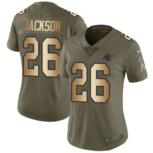 Nike Panthers #26 Donte Jackson Olive/Gold Women's Stitched NFL Limited 2017 Salute to Service Jersey