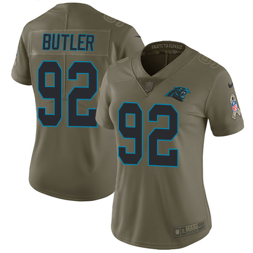 Nike Panthers #92 Vernon Butler Olive Women's Stitched NFL Limited 2017 Salute to Service Jersey