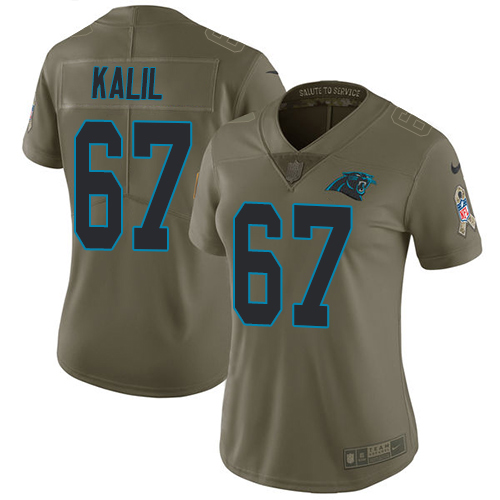 Nike Panthers #67 Ryan Kalil Olive Women's Stitched NFL Limited 2017 Salute to Service Jersey