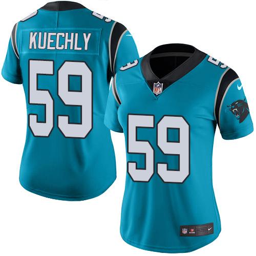 Nike Panthers #59 Luke Kuechly Blue Alternate Women's Stitched NFL Vapor Untouchable Limited Jersey