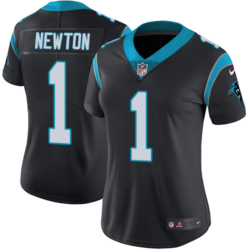Nike Panthers #1 Cam Newton Black Team Color Women's Stitched NFL Vapor Untouchable Limited Jersey