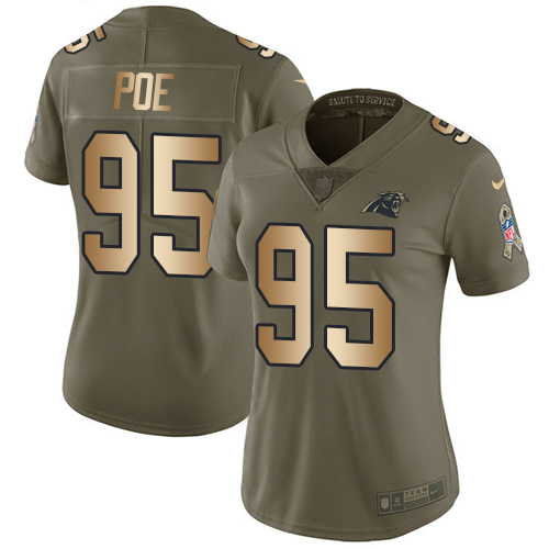 Nike Panthers #95 Dontari Poe Olive/Gold Women's Stitched NFL Limited 2017 Salute to Service Jersey
