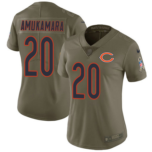Nike Bears #20 Prince Amukamara Olive Women's Stitched NFL Limited 2017 Salute to Service Jersey