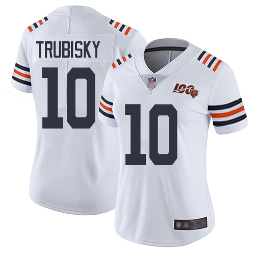 Nike Bears #10 Mitchell Trubisky White Alternate Women's Stitched NFL Vapor Untouchable Limited 100th Season Jersey