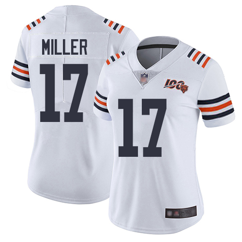 Nike Bears #17 Anthony Miller White Alternate Women's Stitched NFL Vapor Untouchable Limited 100th Season Jersey