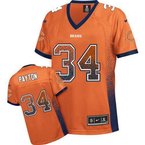 Nike Bears #34 Walter Payton Orange Alternate Women's Stitched NFL Elite Drift Fashion Jersey