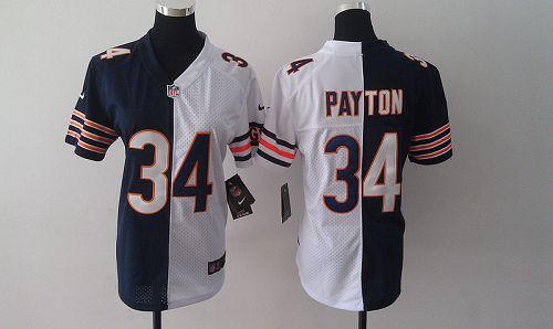 Nike Bears #34 Walter Payton Navy Blue/White Women's Stitched NFL Elite Split Jersey