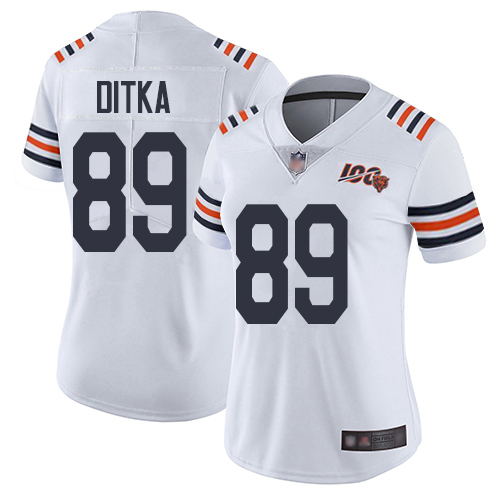 Nike Bears #89 Mike Ditka White Alternate Women's Stitched NFL Vapor Untouchable Limited 100th Season Jersey