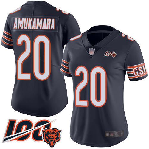 Nike Bears #20 Prince Amukamara Navy Blue Team Color Women's Stitched NFL 100th Season Vapor Limited Jersey