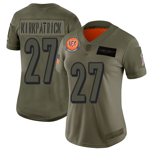 Nike Bengals #27 Dre Kirkpatrick Camo Women's Stitched NFL Limited 2019 Salute to Service Jersey