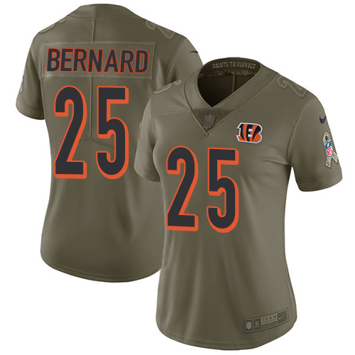 Nike Bengals #25 Giovani Bernard Olive Women's Stitched NFL Limited 2017 Salute to Service Jersey
