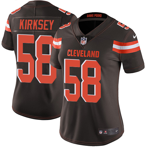 Nike Browns #58 Christian Kirksey Brown Team Color Women's Stitched NFL Vapor Untouchable Limited Jersey