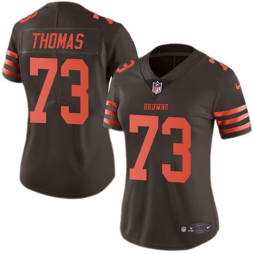 Nike Browns #73 Joe Thomas Brown Women's Stitched NFL Limited Rush Jersey