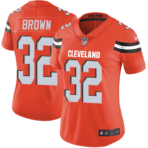 Nike Browns #32 Jim Brown Orange Alternate Women's Stitched NFL Vapor Untouchable Limited Jersey
