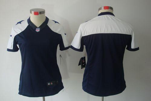 Nike Cowboys Blank Navy Blue Thanksgiving Women's Throwback Stitched NFL Limited Jersey