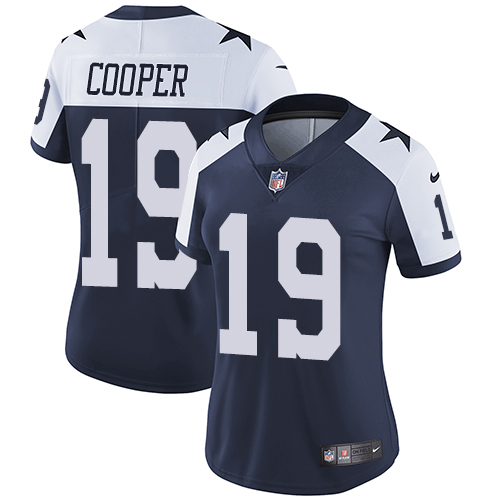 Nike Cowboys #19 Amari Cooper Navy Blue Thanksgiving Women's Stitched NFL Vapor Untouchable Limited Throwback Jersey