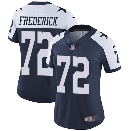 Nike Cowboys #72 Travis Frederick Navy Blue Thanksgiving Women's Stitched NFL Vapor Untouchable Limited Throwback Jersey